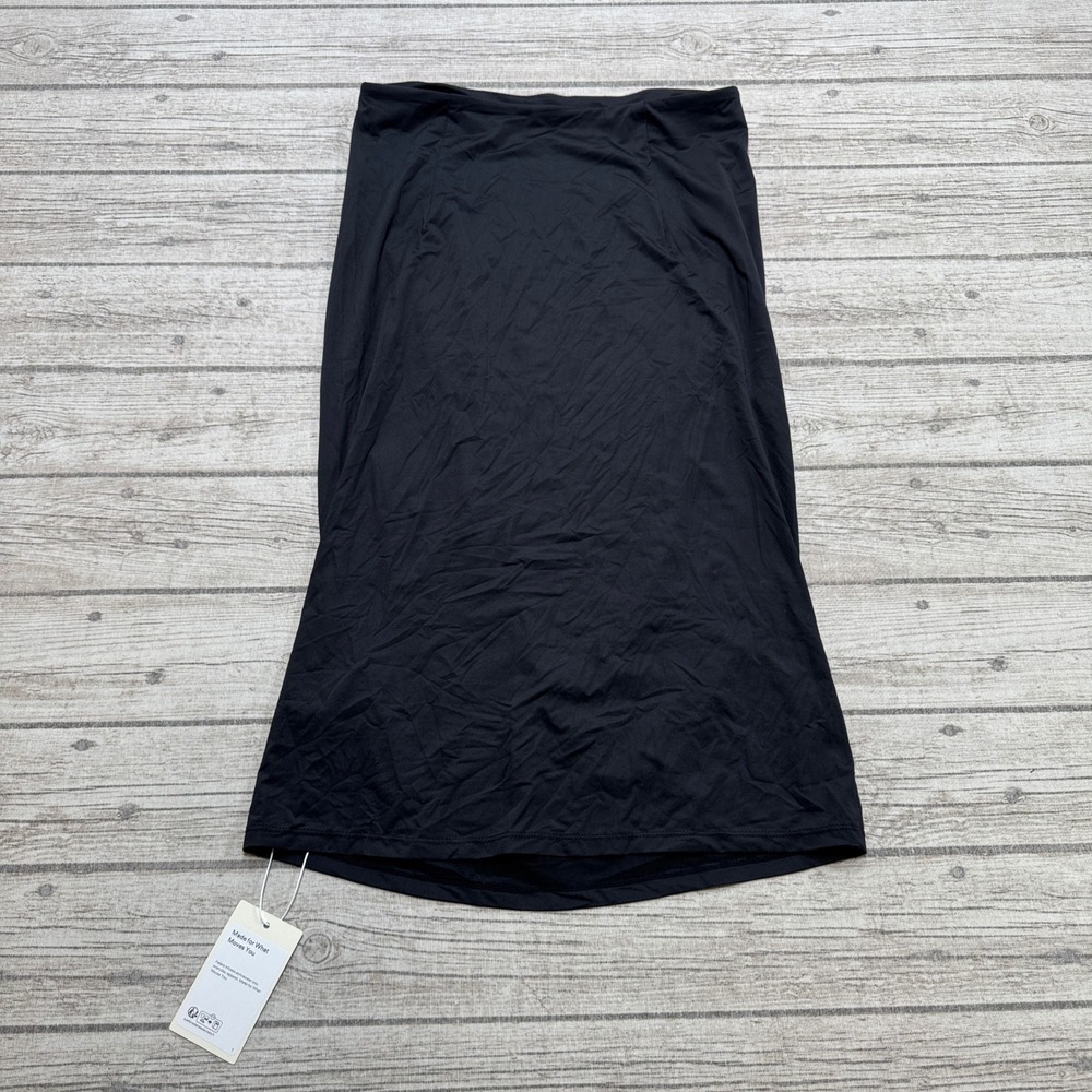 NEW Halara Midi Skirt Women's Small Black Bodycon Ruched High Waisted Stretch